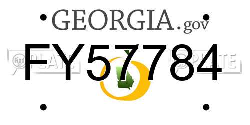 FY57784 Georgia License Plate
