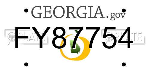 FY87754 Georgia License Plate
