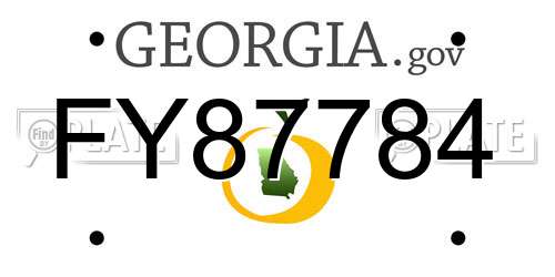 FY87784 Georgia License Plate