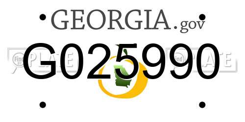G025990 Georgia License Plate