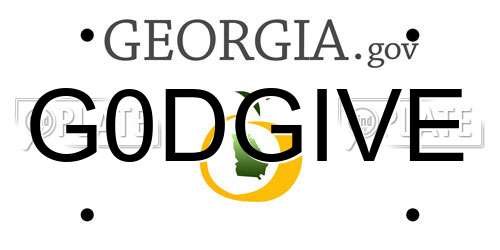 G0DGIVE Georgia License Plate