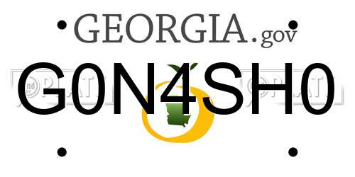 G0N4SH0 Georgia License Plate
