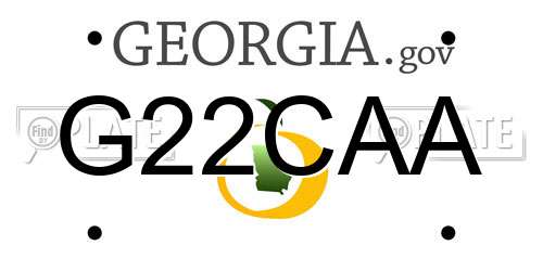 G22CAA Georgia License Plate