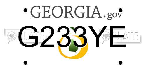 G233YE Georgia License Plate