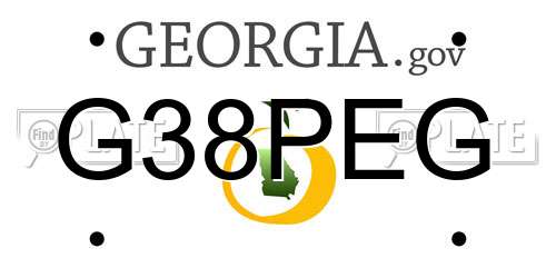 G38PEG Georgia License Plate