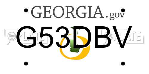 G53DBV Georgia License Plate