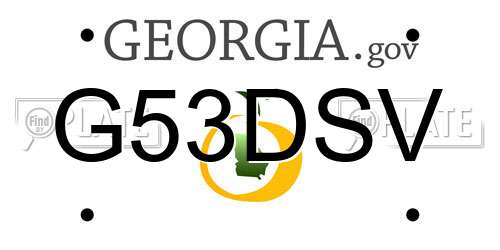 G53DSV Georgia License Plate