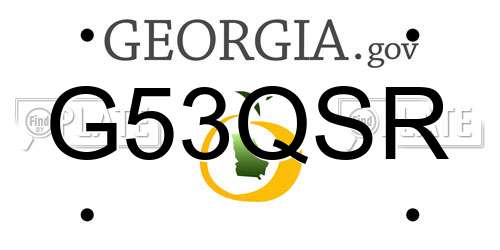 G53QSR Georgia License Plate