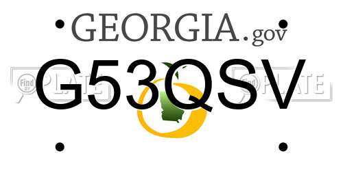 G53QSV Georgia License Plate
