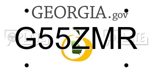 G55ZMR Georgia License Plate