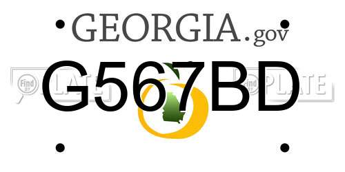 G567BD Georgia License Plate