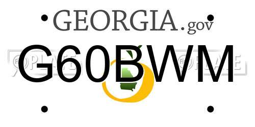 G60BWM Georgia License Plate