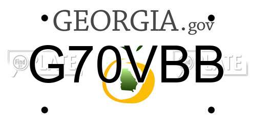 G70VBB Georgia License Plate