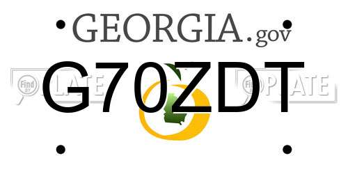 G70ZDT Georgia License Plate