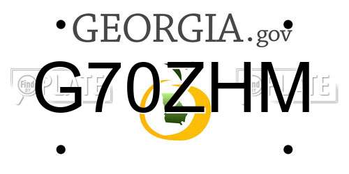 G70ZHM Georgia License Plate