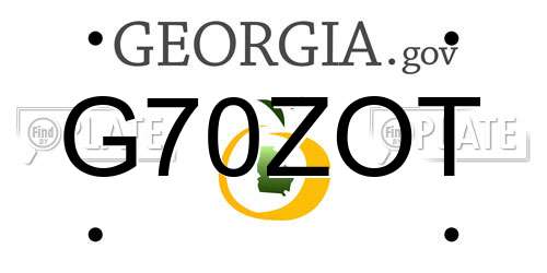 G70ZOT Georgia License Plate