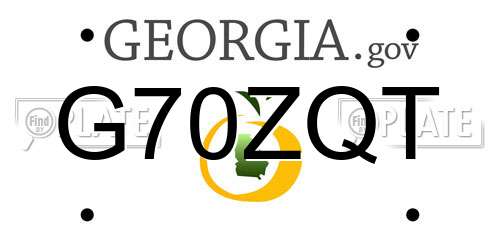 G70ZQT Georgia License Plate