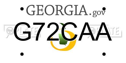G72CAA Georgia License Plate