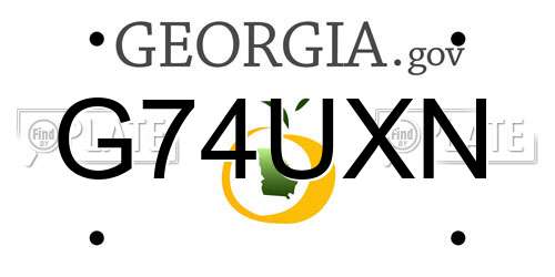 G74UXN Georgia License Plate