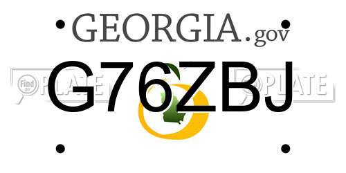 G76ZBJ Georgia License Plate