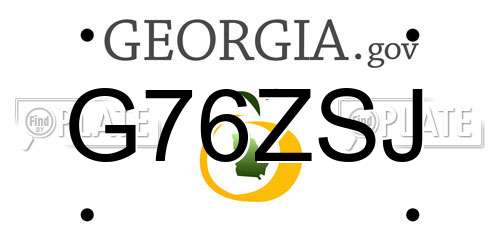 G76ZSJ Georgia License Plate