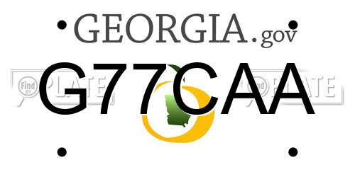 G77CAA Georgia License Plate