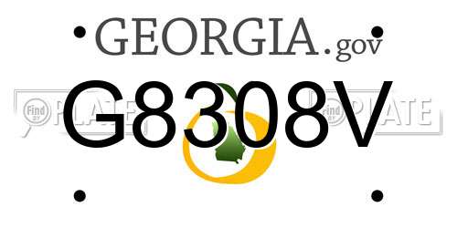 G8308V Georgia License Plate
