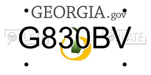 G830BV Georgia License Plate