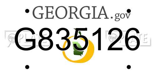 G835126 Georgia License Plate