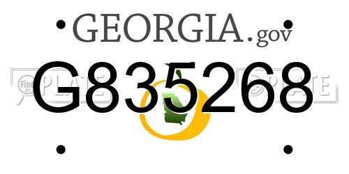 G835268 Georgia License Plate