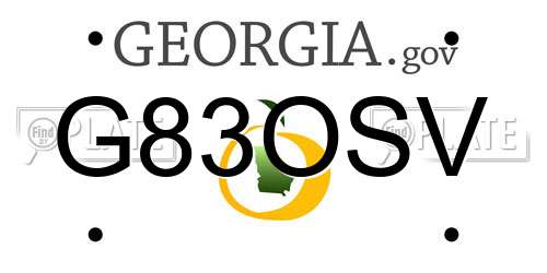 G83OSV Georgia License Plate