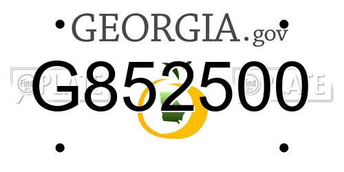 G852500 Georgia License Plate