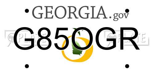 G85OGR Georgia License Plate