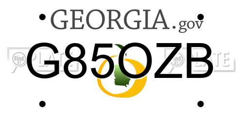 G85OZB Georgia License Plate