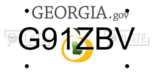 G91ZBV Georgia License Plate