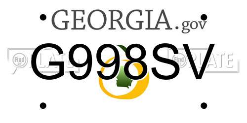 G998SV Georgia License Plate