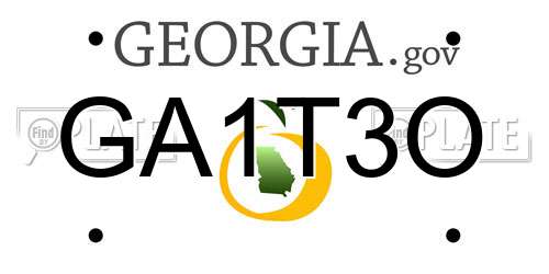 GA1T3O Georgia License Plate