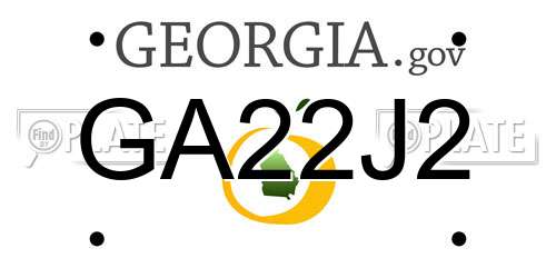GA22J2 Georgia License Plate