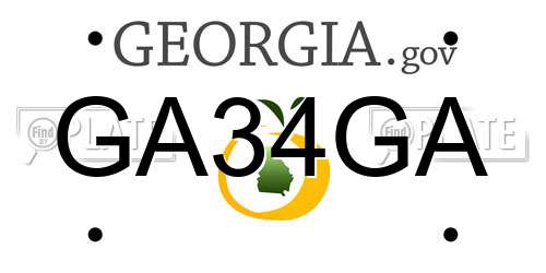 GA34GA Georgia License Plate