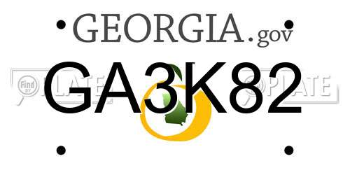 GA3K82 Georgia License Plate