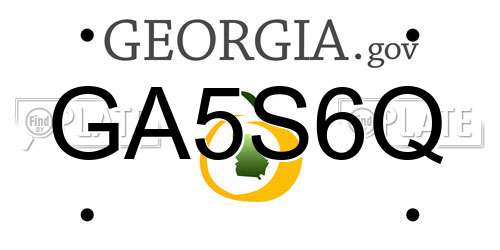 GA5S6Q Georgia License Plate