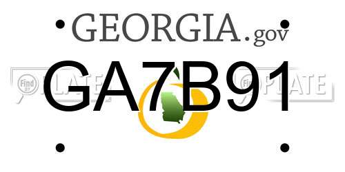 GA7B91 Georgia License Plate