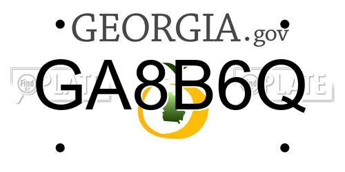 GA8B6Q Georgia License Plate