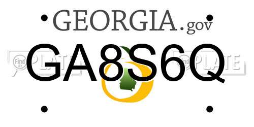 GA8S6Q Georgia License Plate