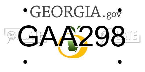 GAA298 Georgia License Plate