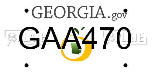 GAA470 Georgia License Plate