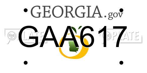 GAA617 Georgia License Plate