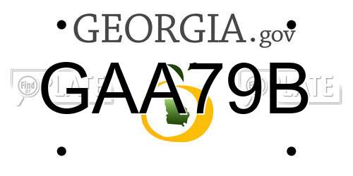GAA79B Georgia License Plate