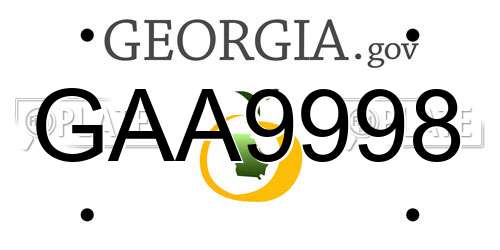 GAA9998 Georgia License Plate