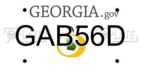GAB56D Georgia License Plate